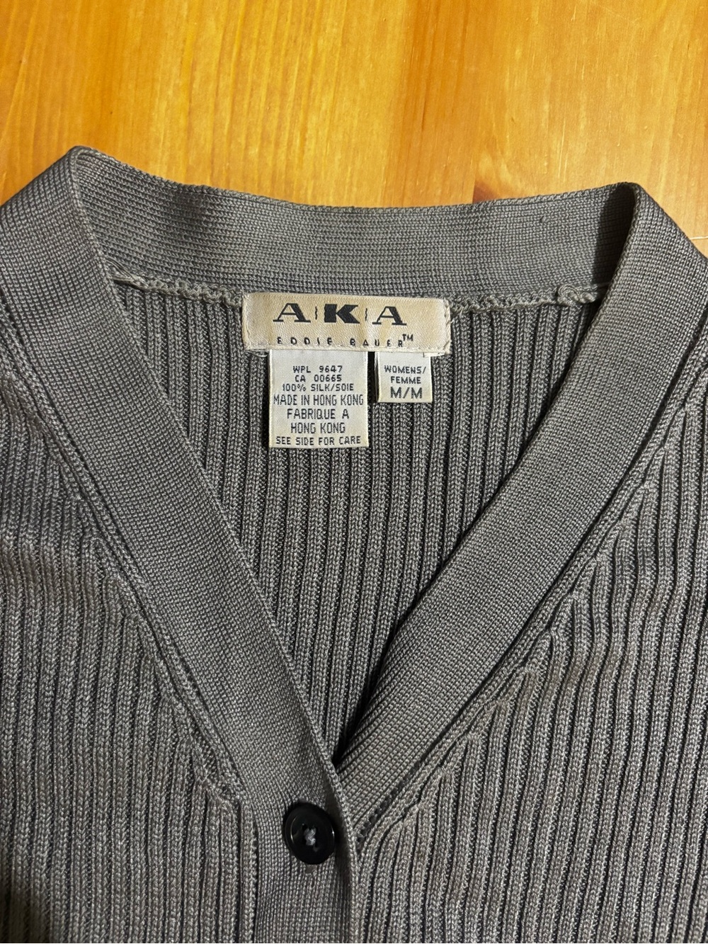 Eddie Bauer Silk Cardigan in Gray/Olive